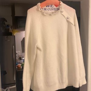 Ruffled neck with silver”military “ buttons accenting on a diagonal. Size XL